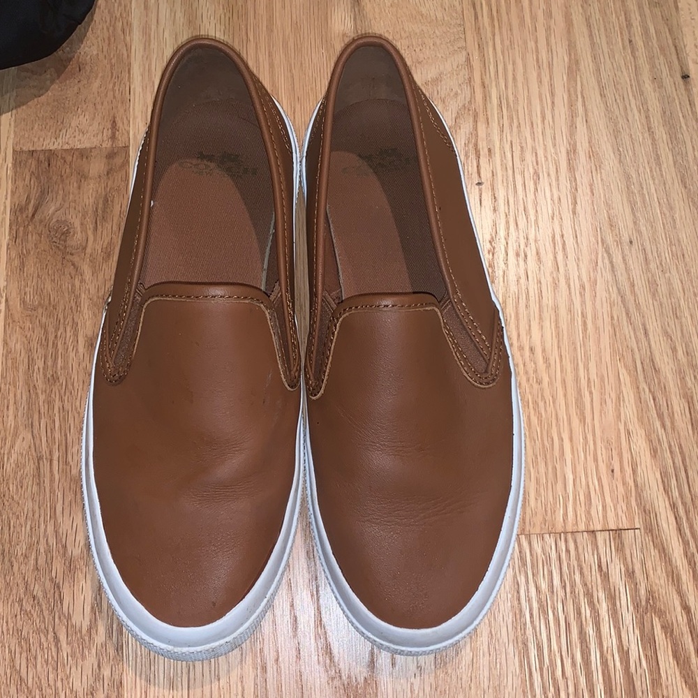 Coach brown leather slip on sneakers 7.5